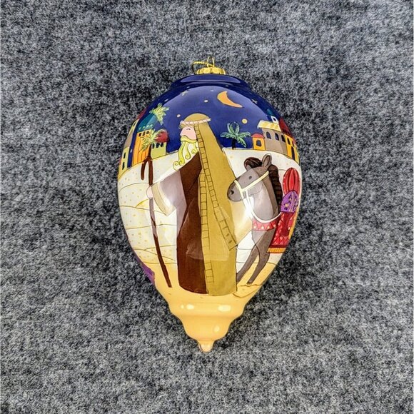 Li Bien 2012 Three Kings Inside-Painted Glass Ornament 5.5in Teardrop Pier 1 Box - Picture 7 of 10